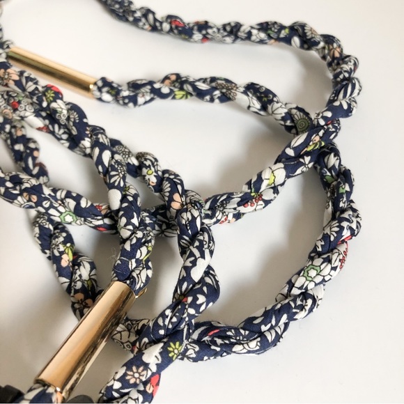 NWT J. Crew Liberty Junes Meadow Lawn Blue lariat belt brass - Picture 6 of 9